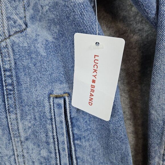 Lucky Brand Women's Denim Jacket NEW NWT Size M Rose Pattern Floral 100% Cotton - Picture 2 of 13